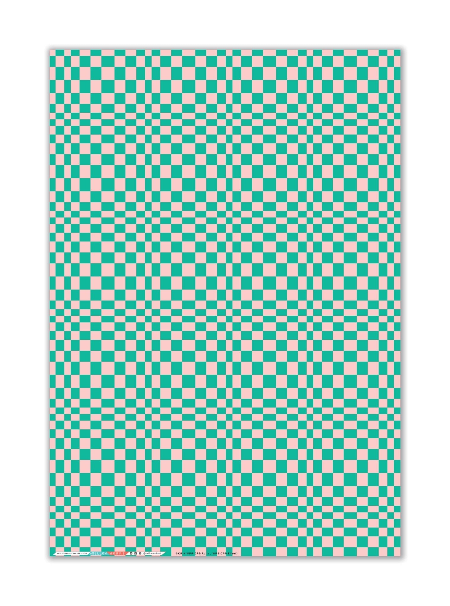 RETRO GREEN CHECKERBOARD Gift Wrap Sheets (Roll of 3) - bubblegum market