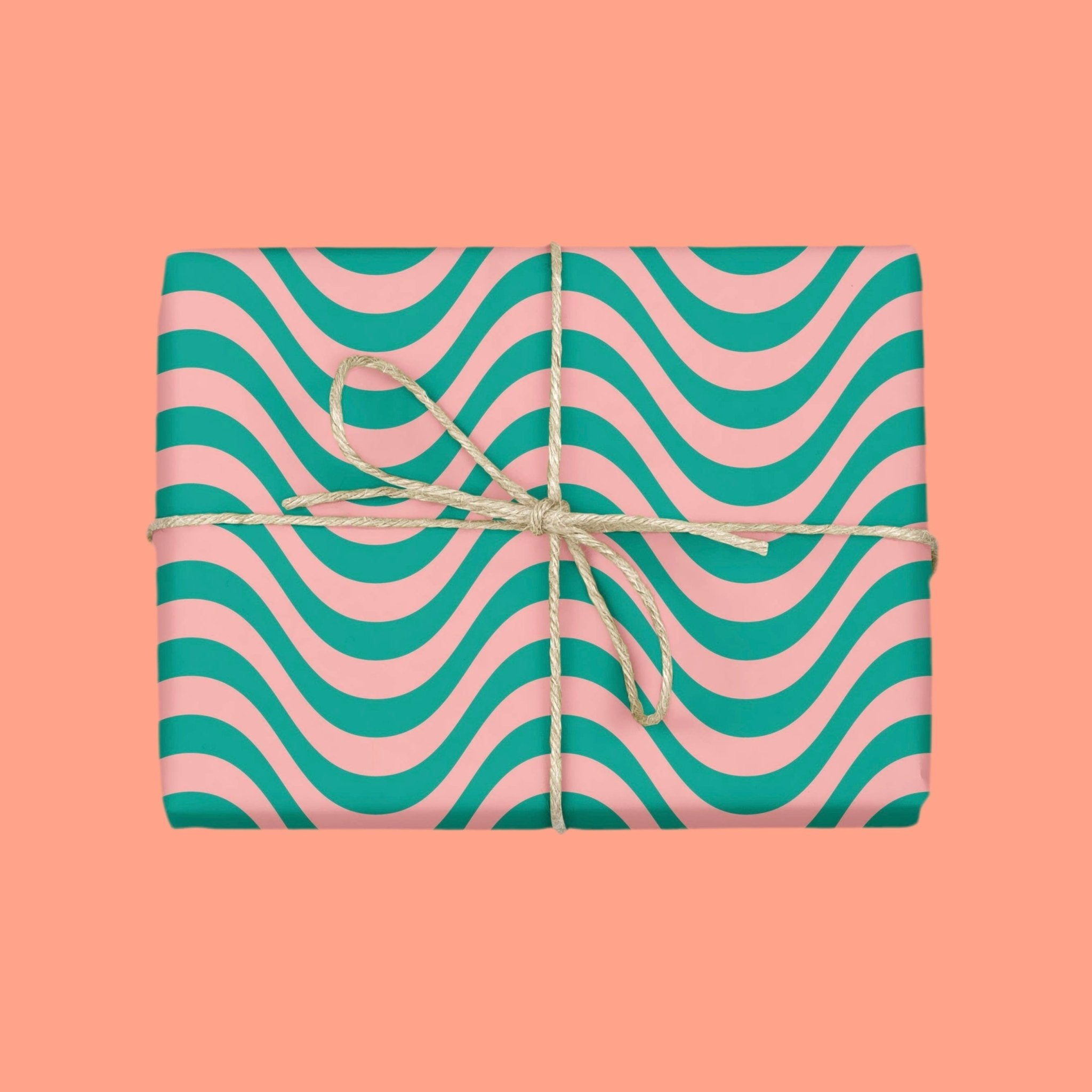 RETRO WAVE PATTERN Gift Wrap Sheets (Roll of 3) - bubblegum market
