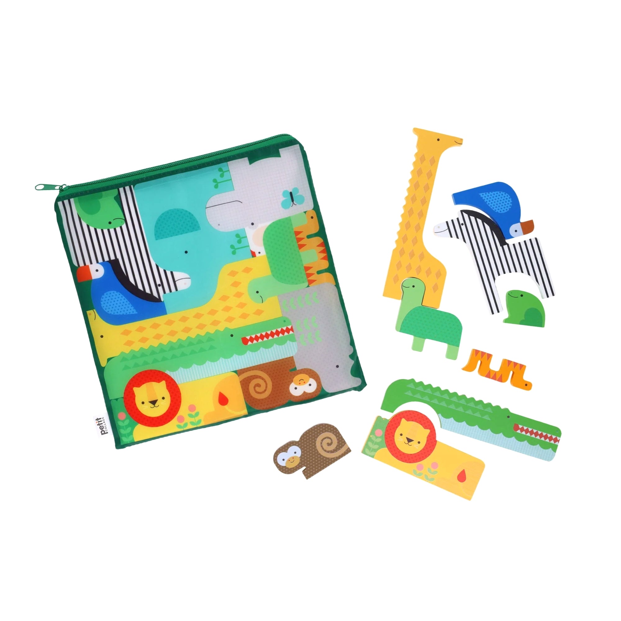 Safari Animals Wooden Puzzle + Play Set - bubblegum market