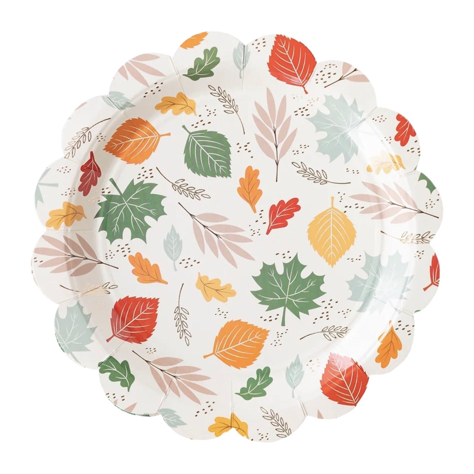 Scattered Leaves Paper Plates 9" - bubblegum market