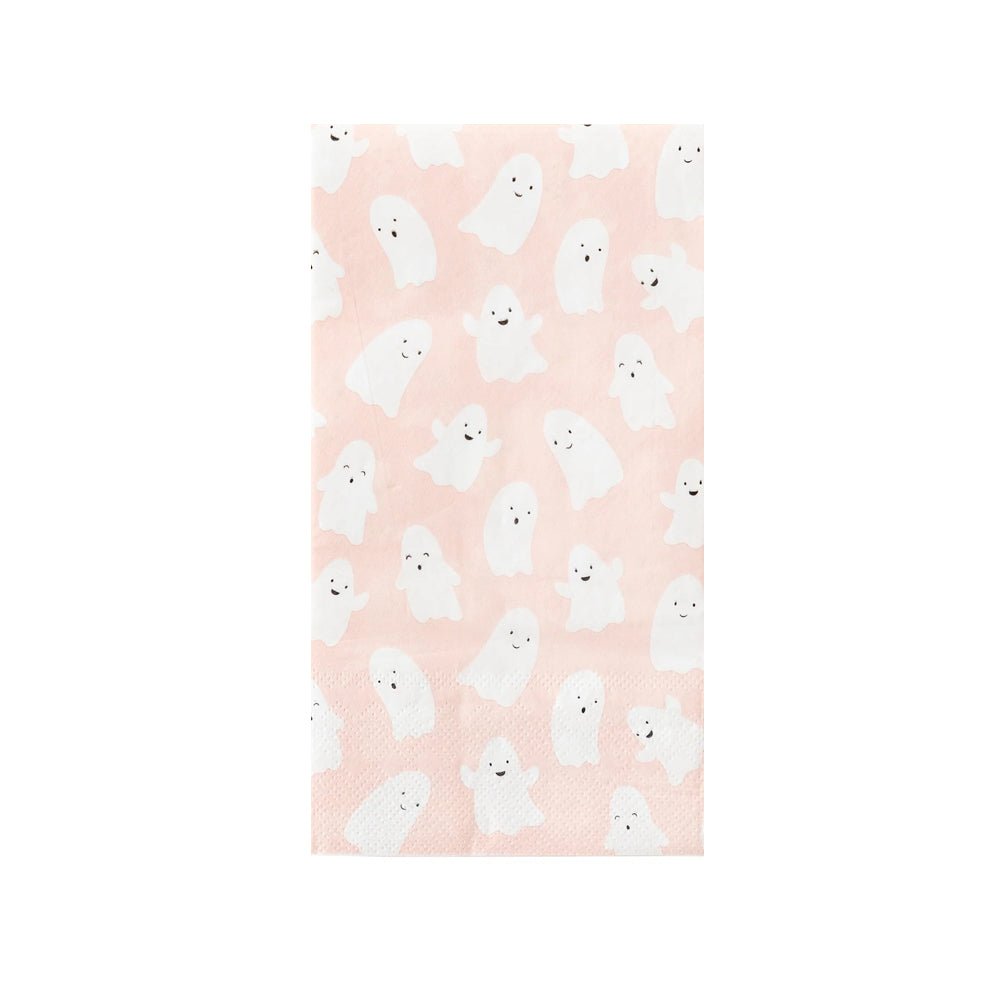 Scattered Pink Ghosts Halloween Paper Dinner Napkins - bubblegum market