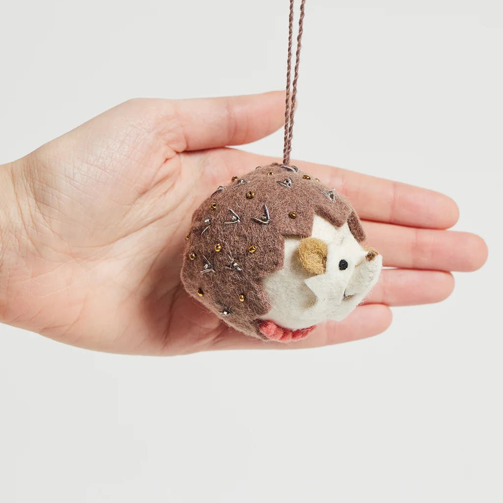 Shimmer Beaded Hedgehog Felt Ornament 3" - bubblegum market