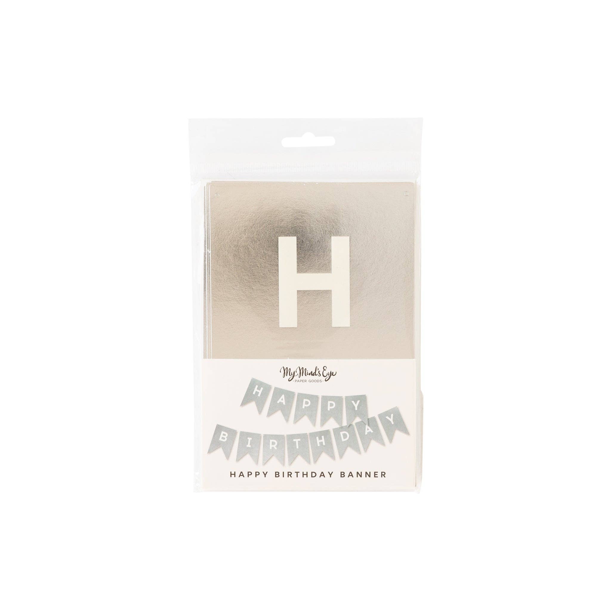 Silver Foil "HAPPY BIRTHDAY" Word Banner - bubblegum market