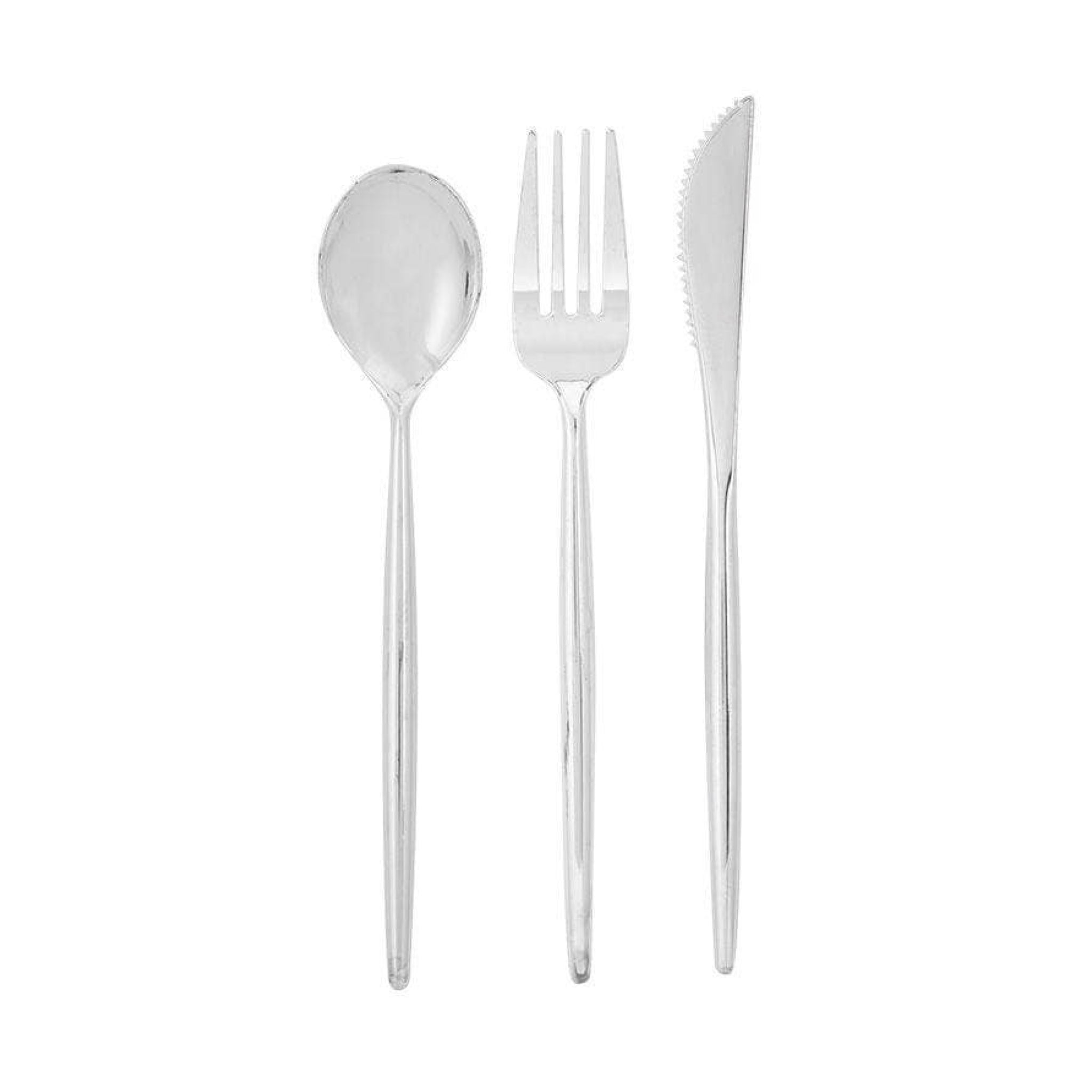 Silver Plastic Cutlery Set | 30ct - bubblegum market
