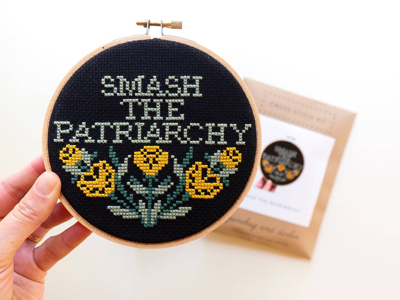 Smash the Patriarchy Cross - Stitch Kit - bubblegum market