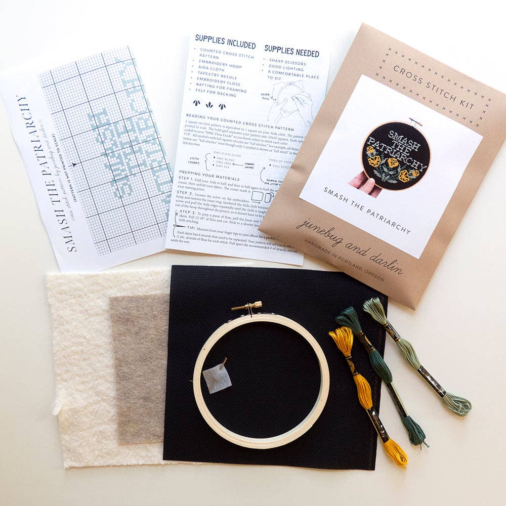 Smash the Patriarchy Cross - Stitch Kit - bubblegum market