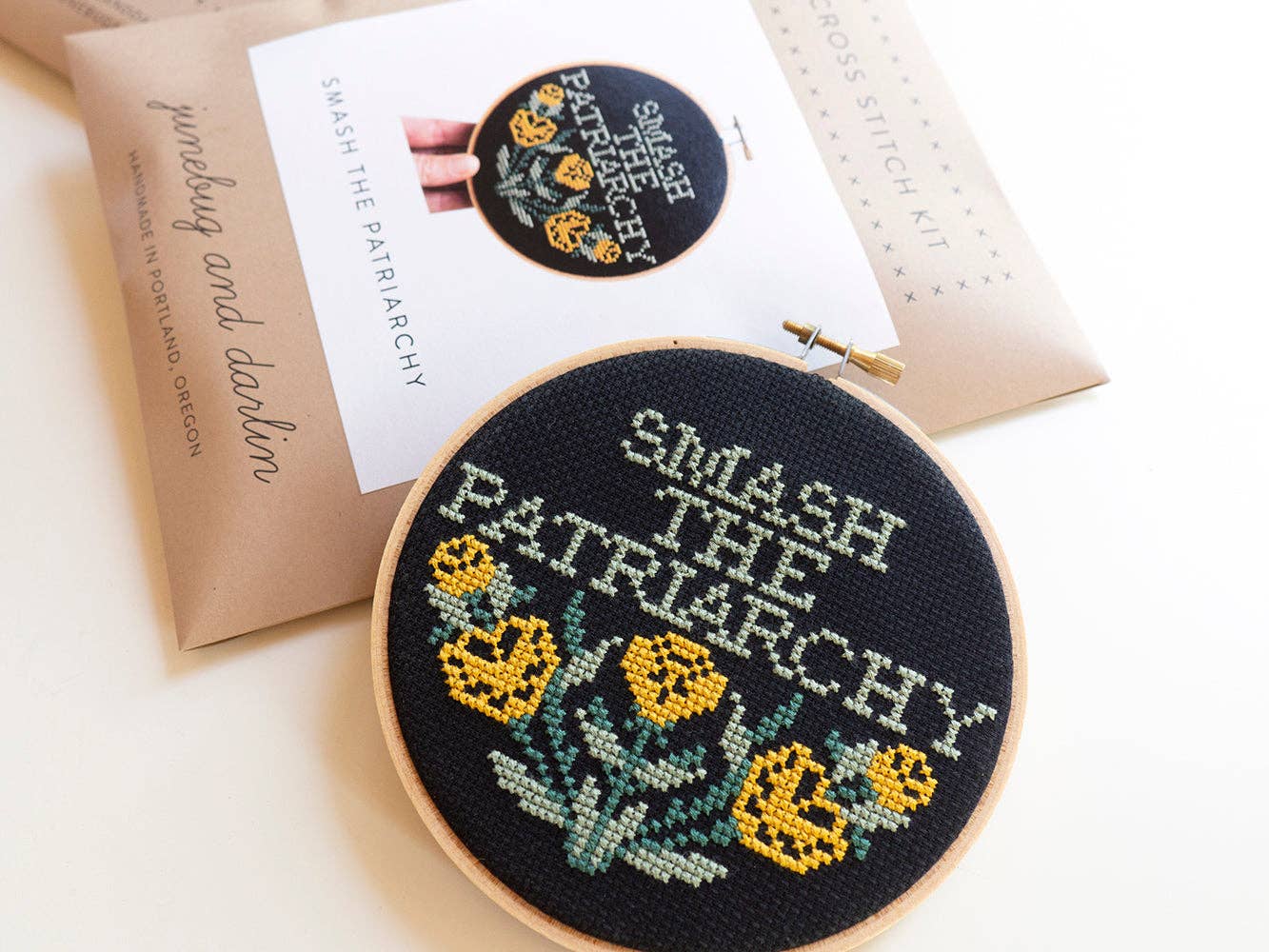 Smash the Patriarchy Cross - Stitch Kit - bubblegum market