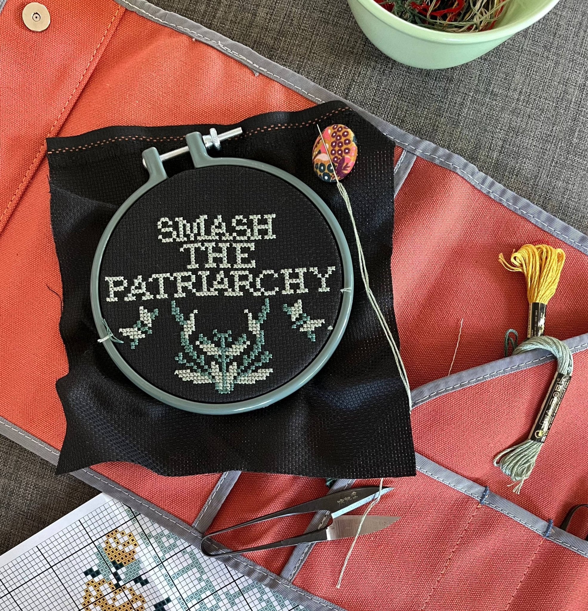 Smash the Patriarchy Cross - Stitch Kit - bubblegum market