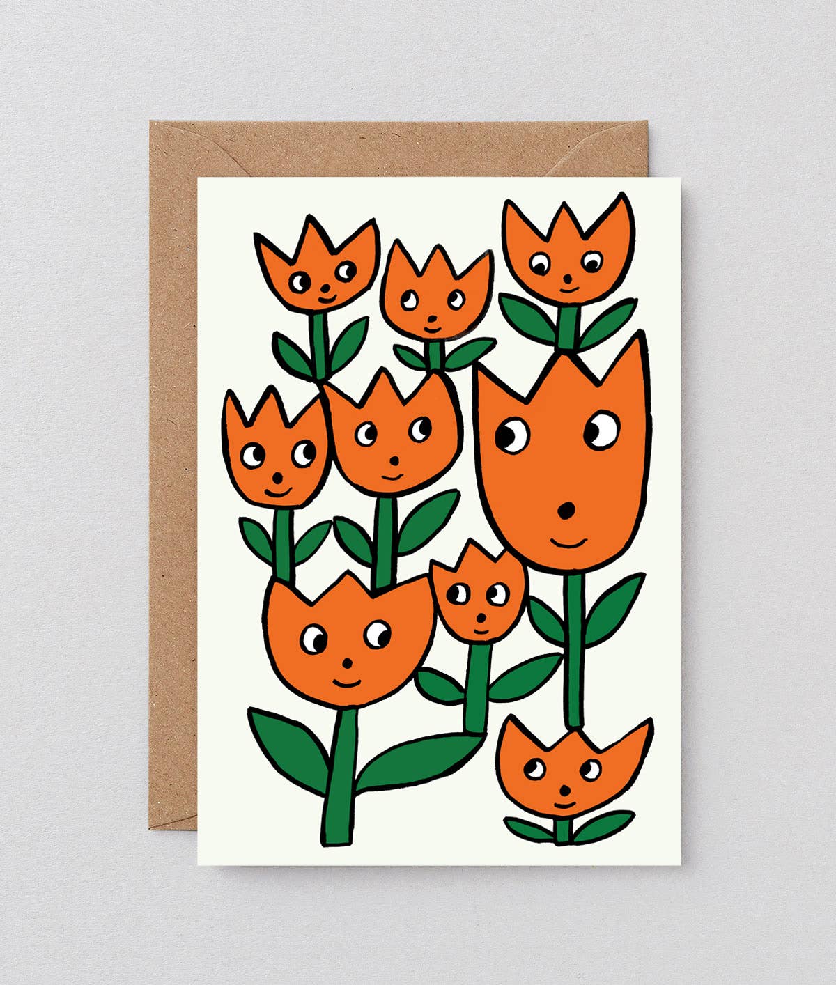 'Smiling Flowers' Embossed Greeting Card - bubblegum market