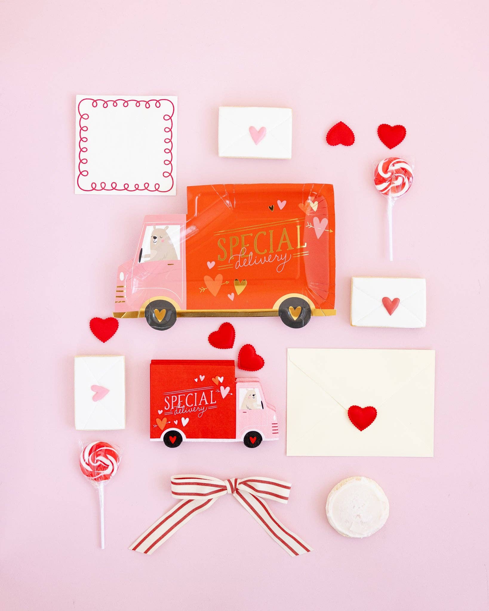 Special Delivery Truck Valentine’s Day Plates - bubblegum market