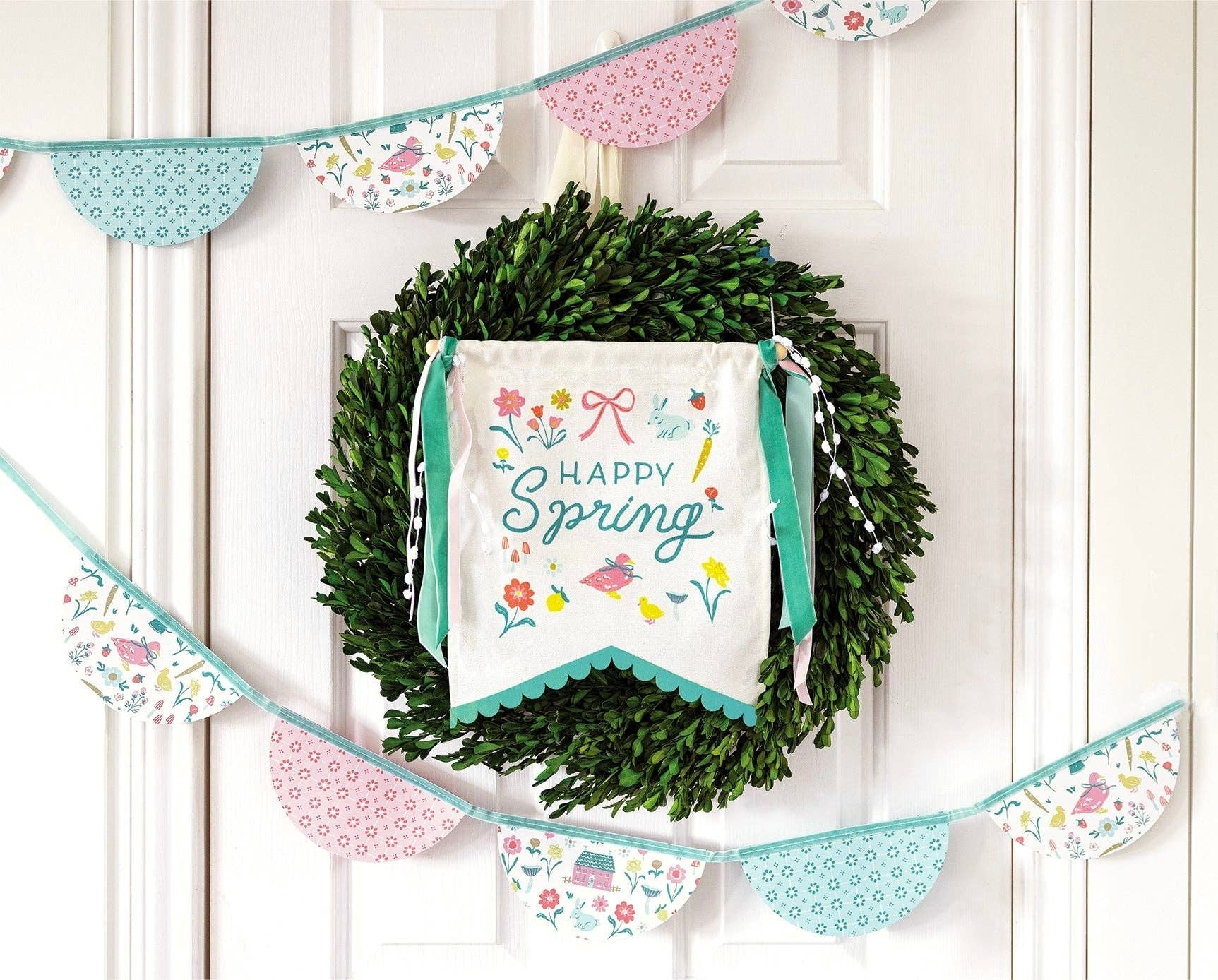 Springtime Cottage Bunting Banner - bubblegum market