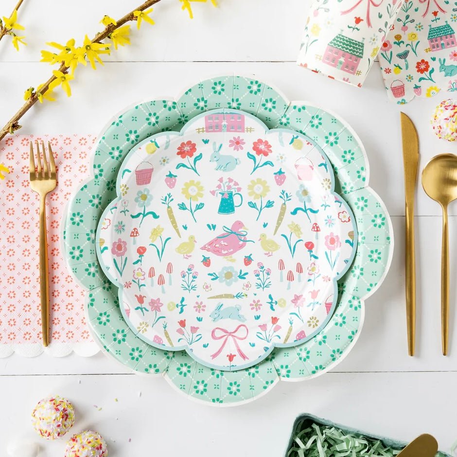Springtime Cottage Green Wicker Plates 11" - bubblegum market