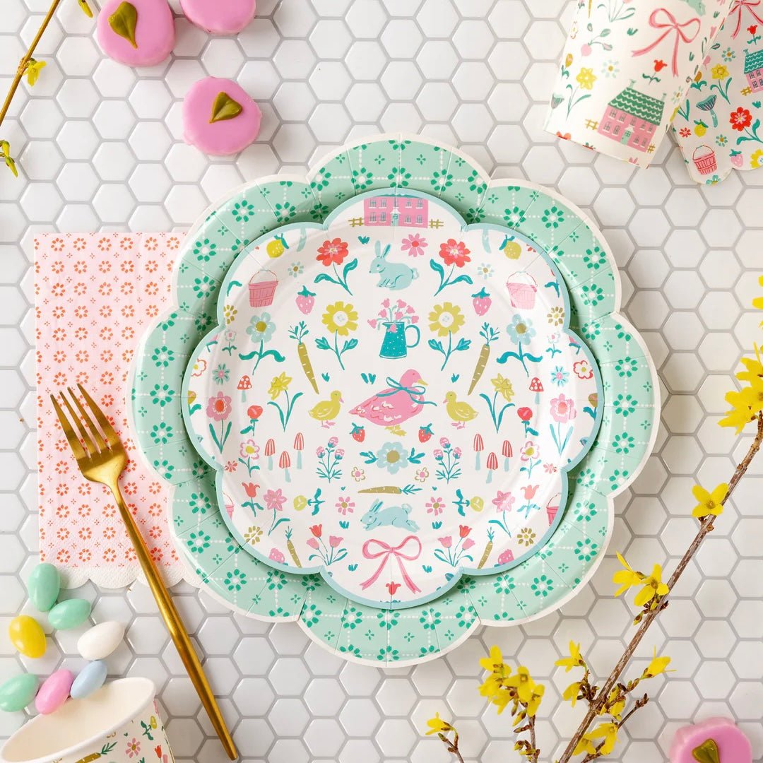 Springtime Cottage Paper Plates 9" - bubblegum market