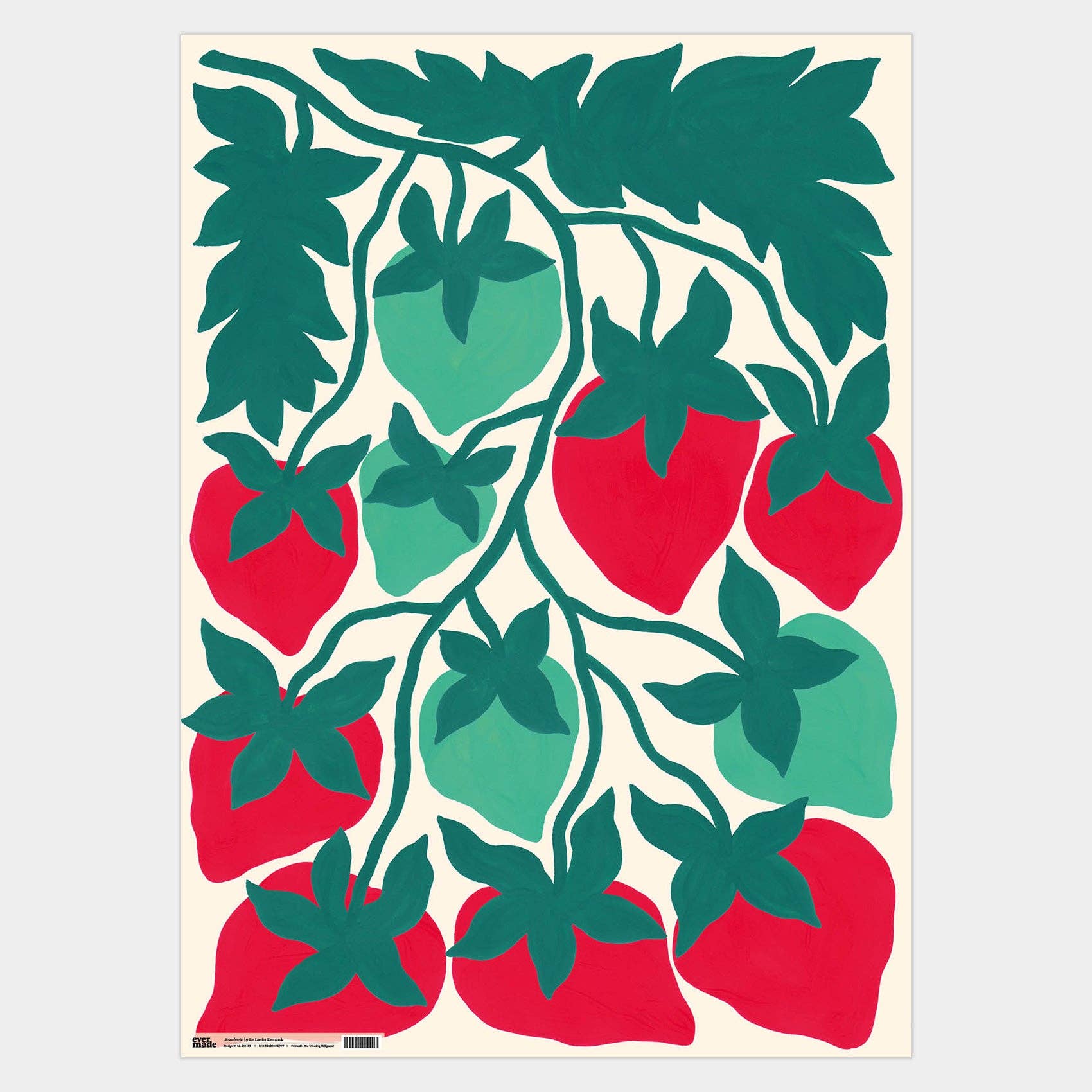 Strawberries Gift Wrap Sheet - bubblegum market