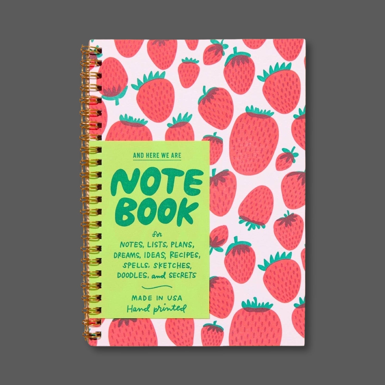 Strawberry A5 Letterpress Notebook - bubblegum market
