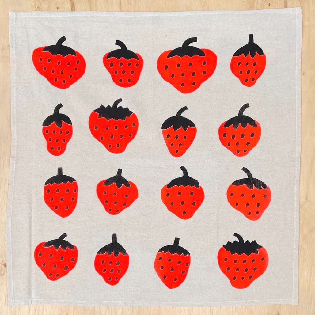 Strawberry Tea Towel: Red - bubblegum market