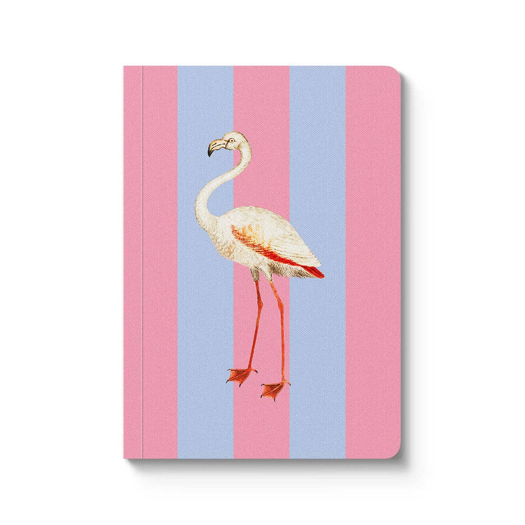Striped Flamingo A6 Notebook - bubblegum market