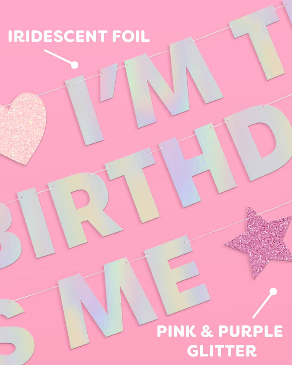 Swiftie "IT'S ME" Iridescent Birthday Girl Banner - bubblegum market