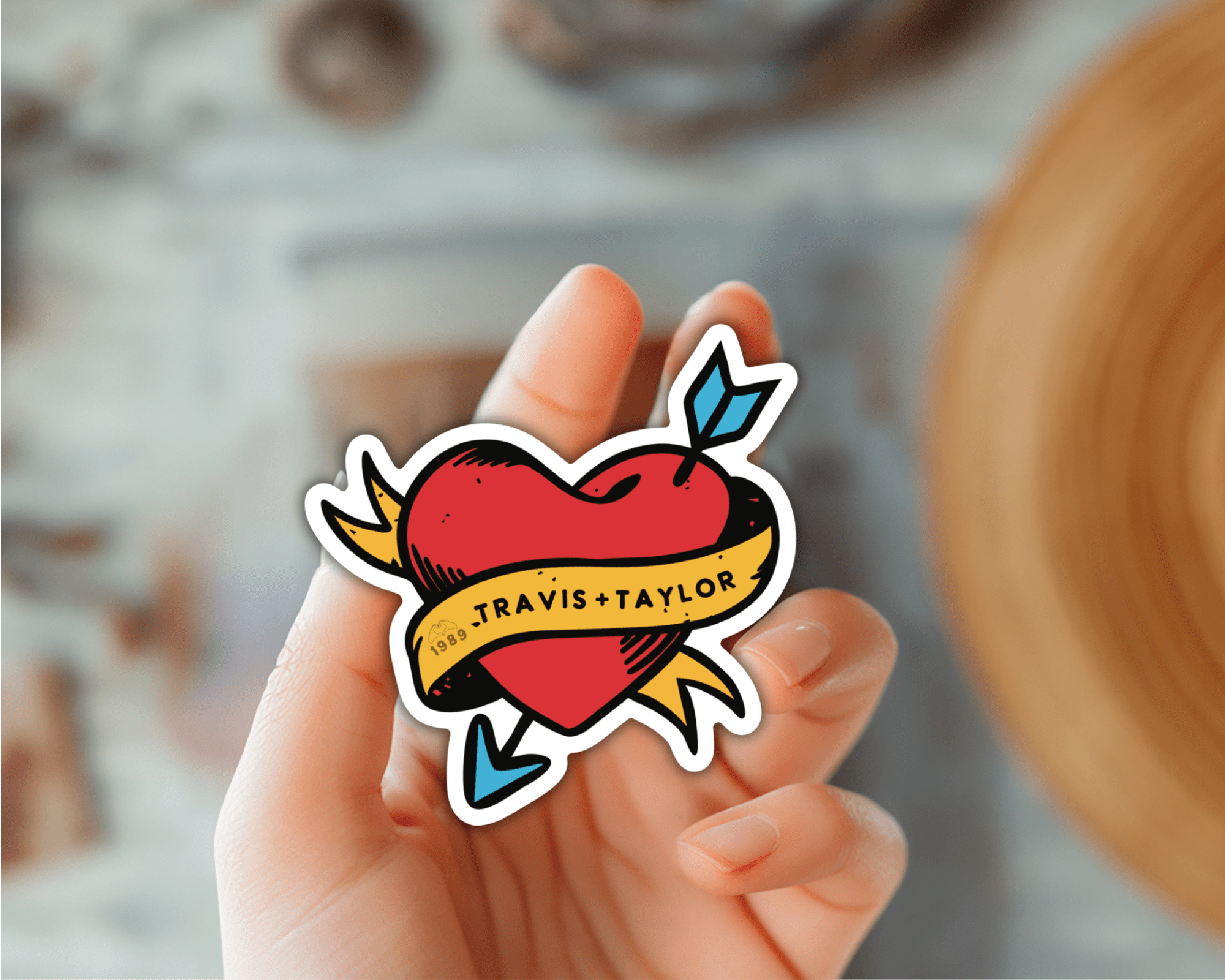 Taylor Swift + Travis Kelce Tattoo Vinyl Sticker - bubblegum market