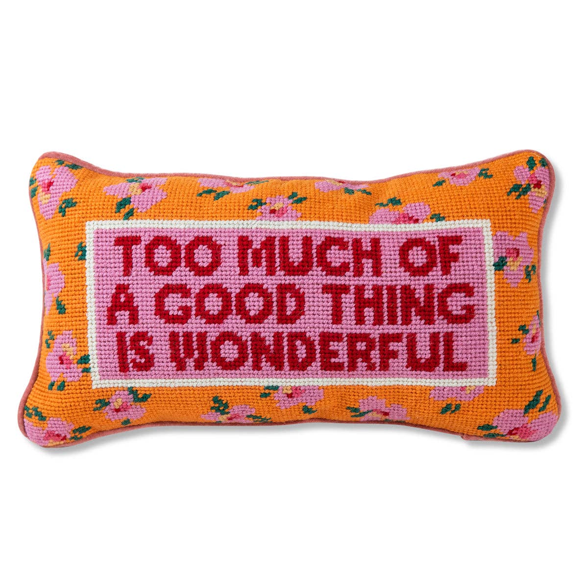 TOO MUCH Needlepoint Pillow - bubblegum market