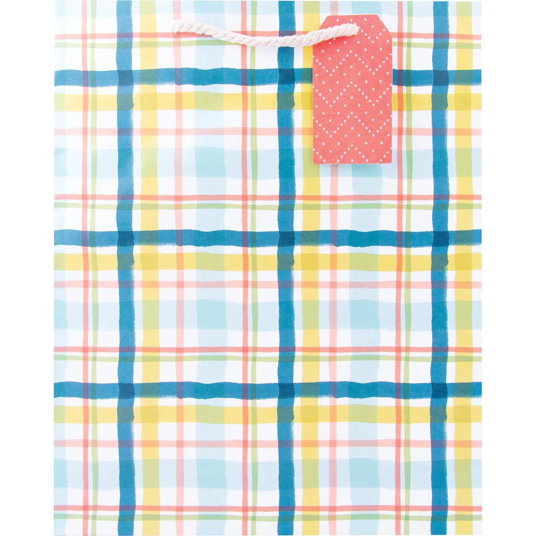 Townsend Plaid Large Gift Bag - bubblegum market