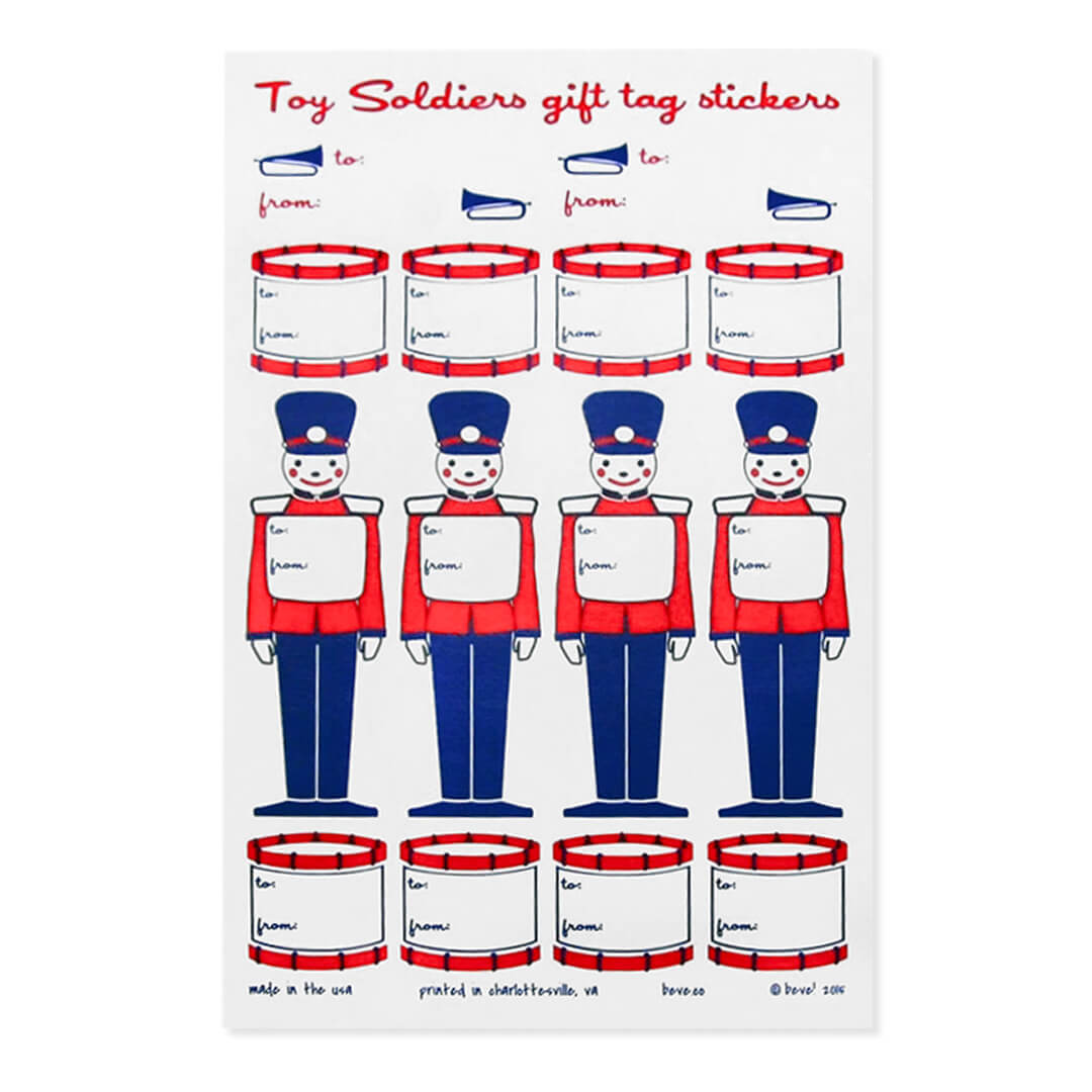 Toy Soldier & Drum Gift Tag Sticker Labels (28ct) - bubblegum market