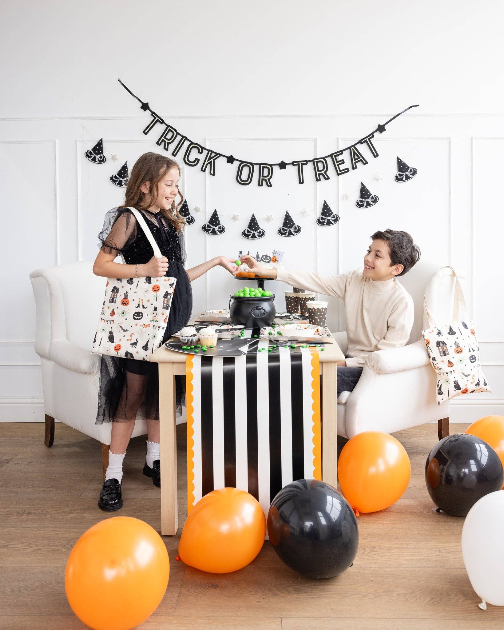 Trick or Treat Felt Glow - in - the - Dark Banner - bubblegum market