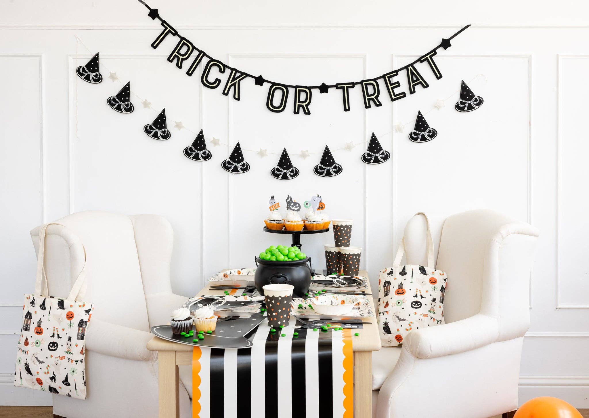 Trick or Treat Felt Glow - in - the - Dark Banner - bubblegum market