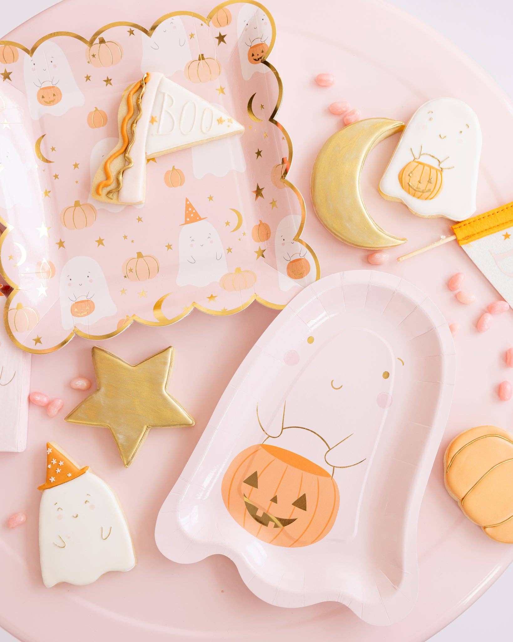 Trick - or - Treat Pink Ghost Plates 10" - bubblegum market