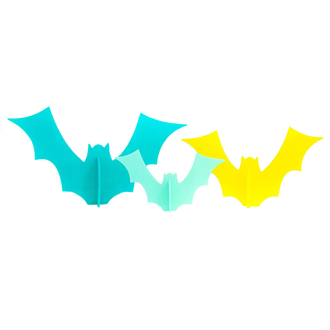 Turquoise & Lemon Halloween Acrylic Bat Set - bubblegum market