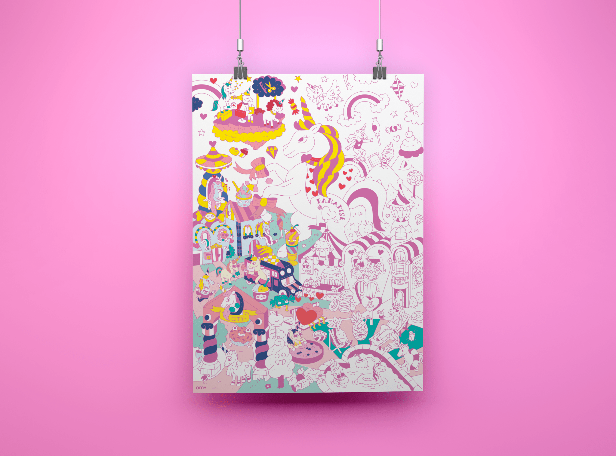 Unicorn Giant Coloring Poster - bubblegum market