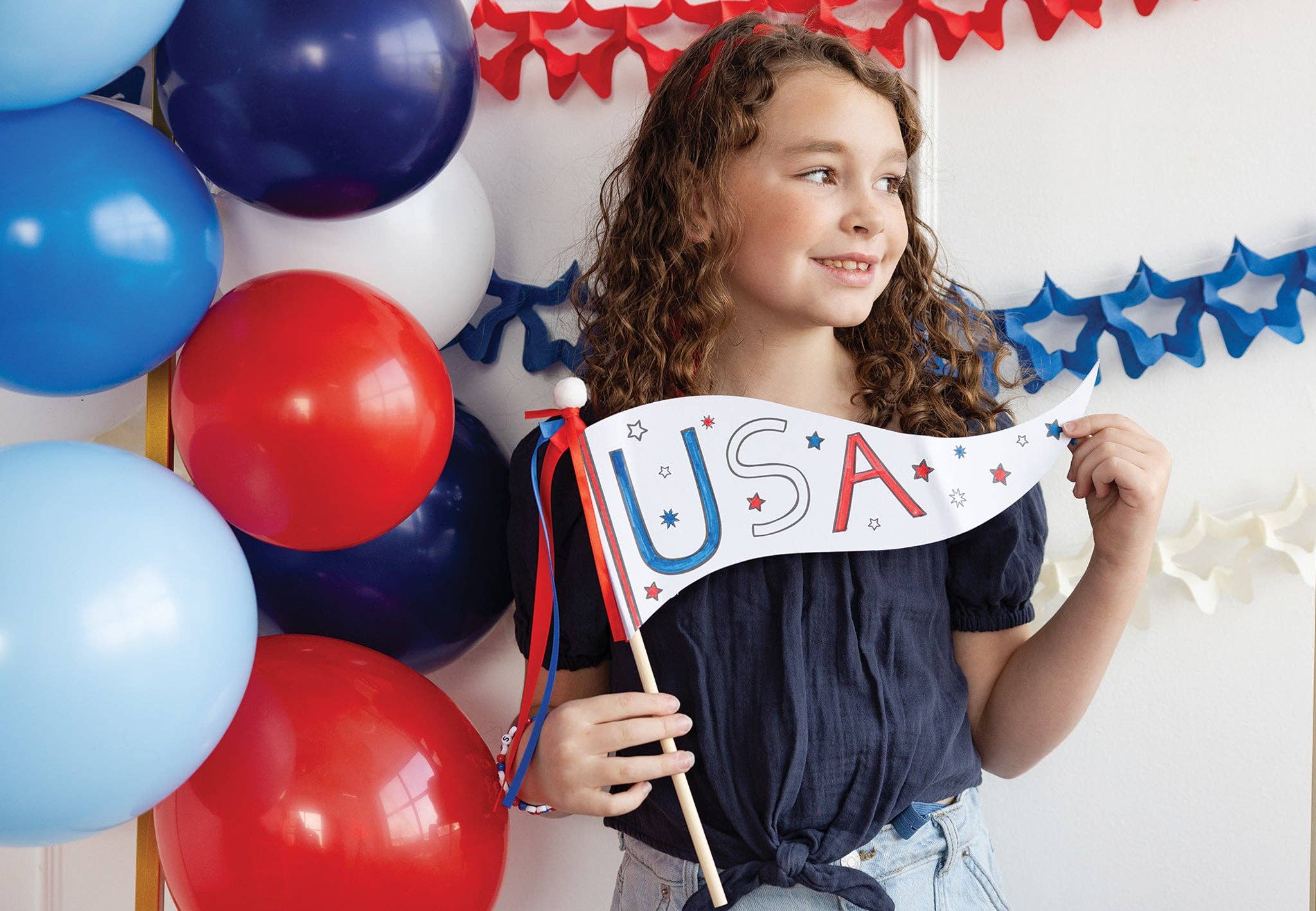 USA Pennant Coloring Craft - bubblegum market