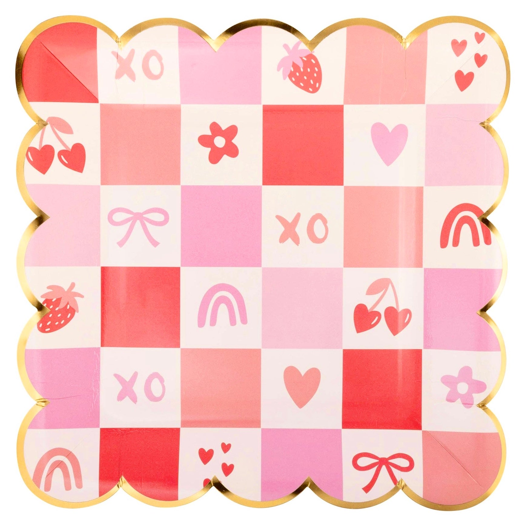Valentine Check Paper Plates 9" - bubblegum market