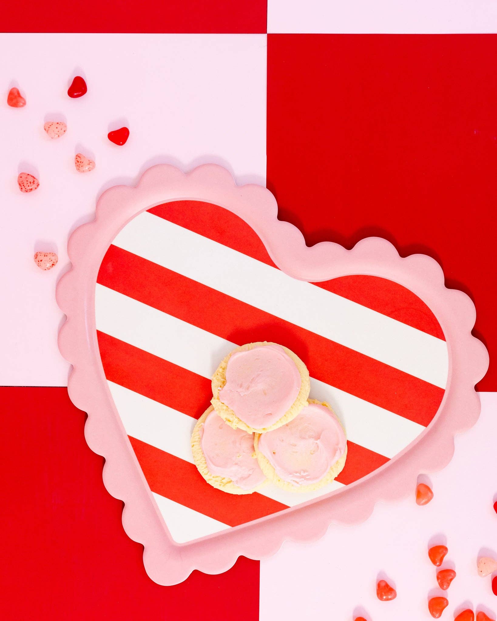 Valentine's Day Striped Heart Serving Tray - bubblegum market