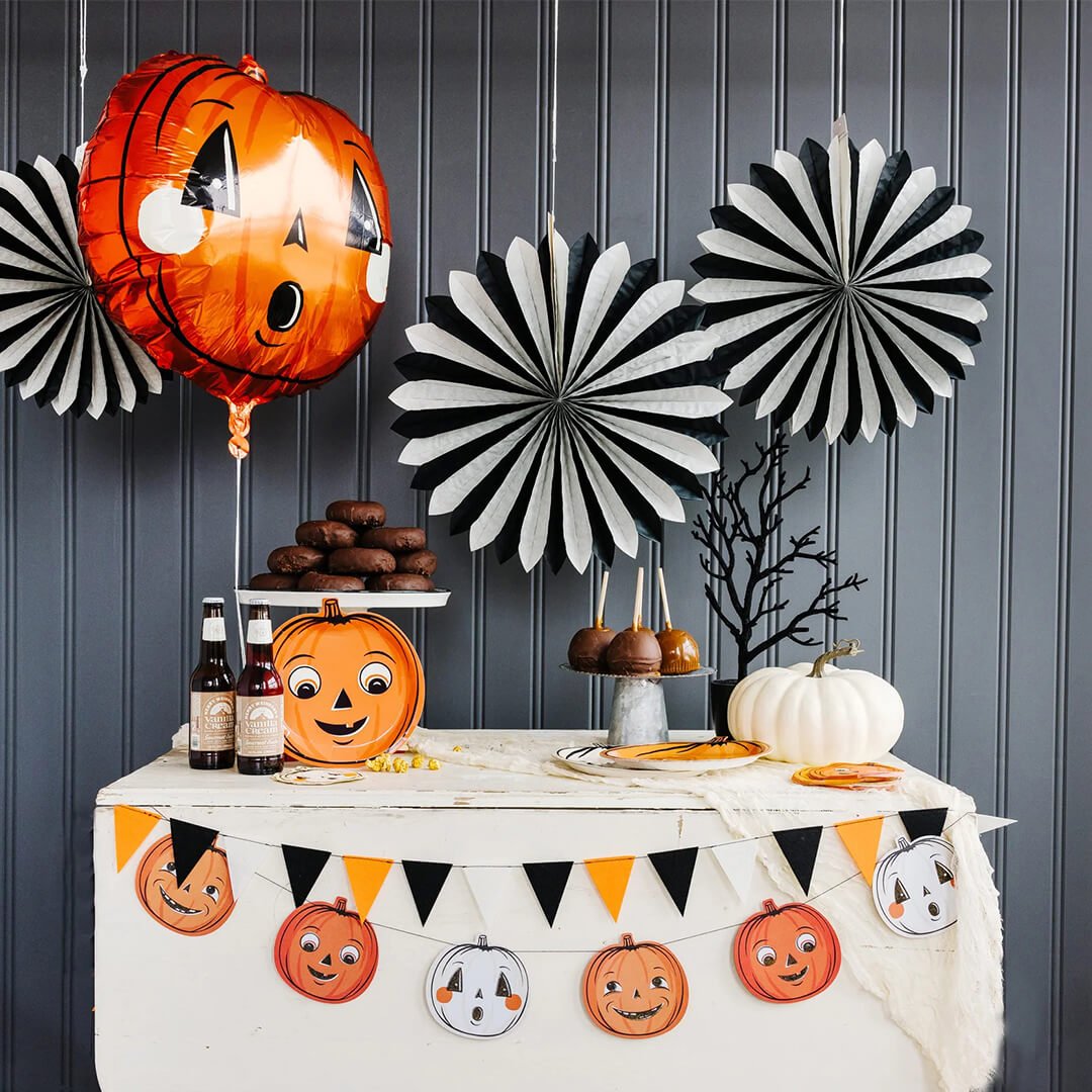 Vintage Halloween Black and Cream Oversized Tissue Fans - bubblegum market