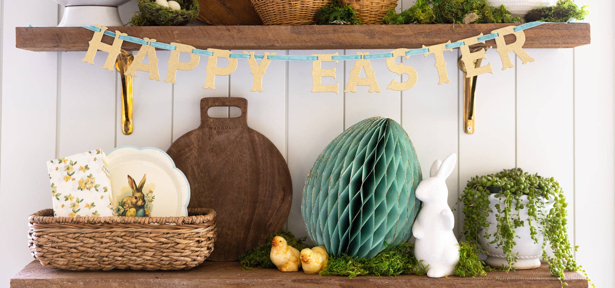 Vintage Happy Easter Glitter Banner - bubblegum market