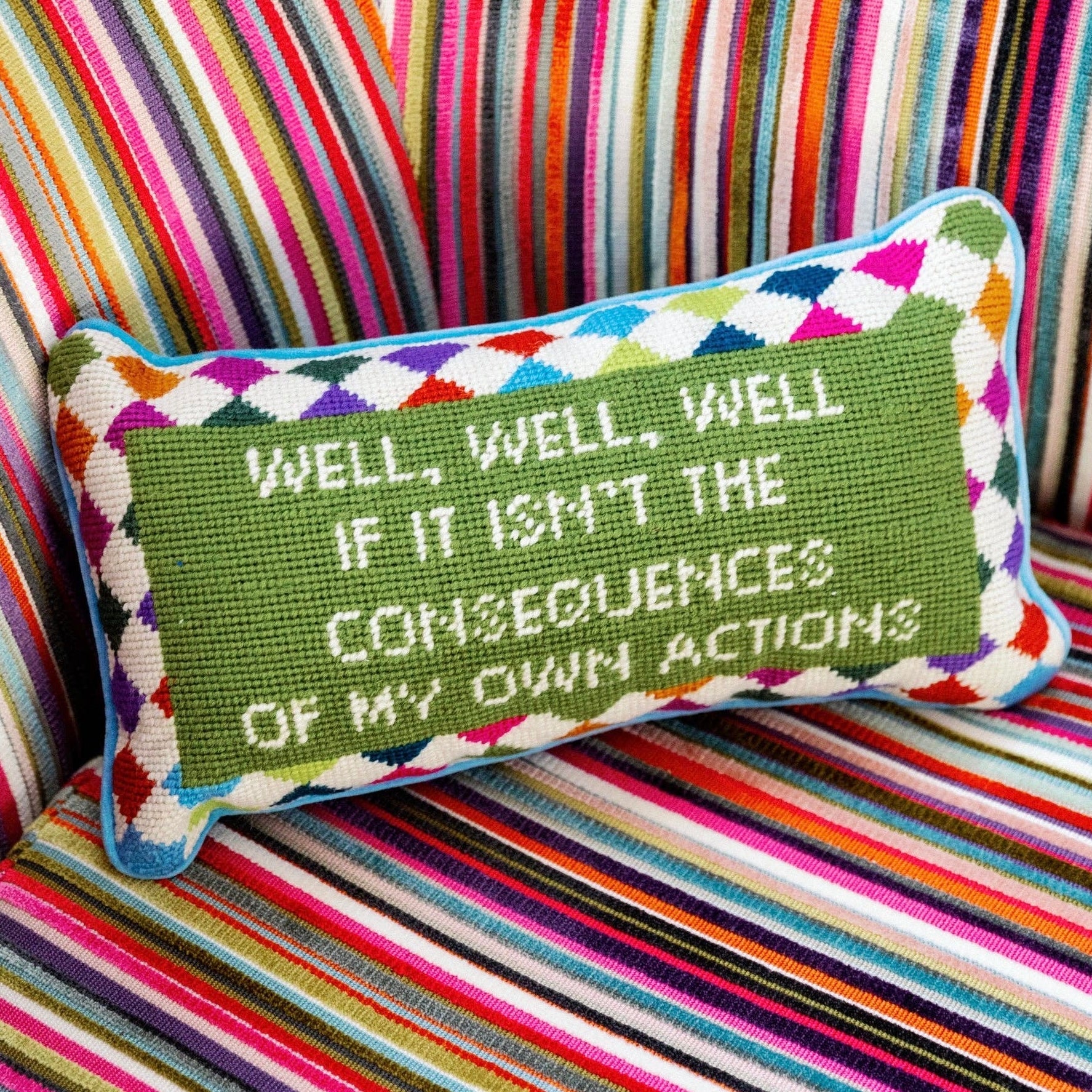 WELL WELL WELL Needlepoint Pillow - bubblegum market