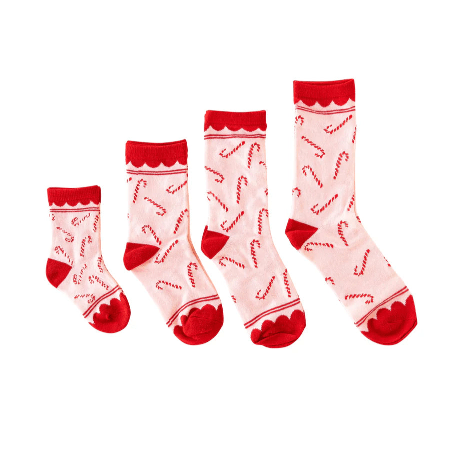 Whimsy Santa Candy Cane Socks - bubblegum market