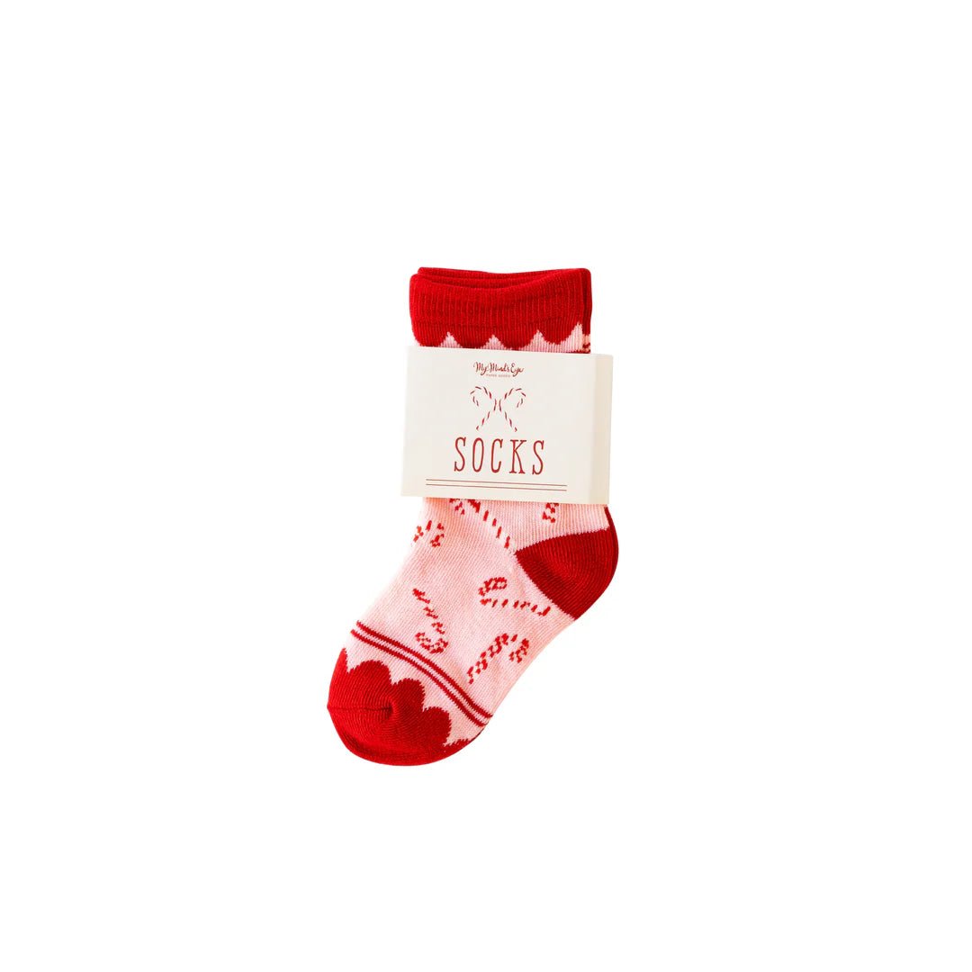 Whimsy Santa Candy Cane Socks - bubblegum market