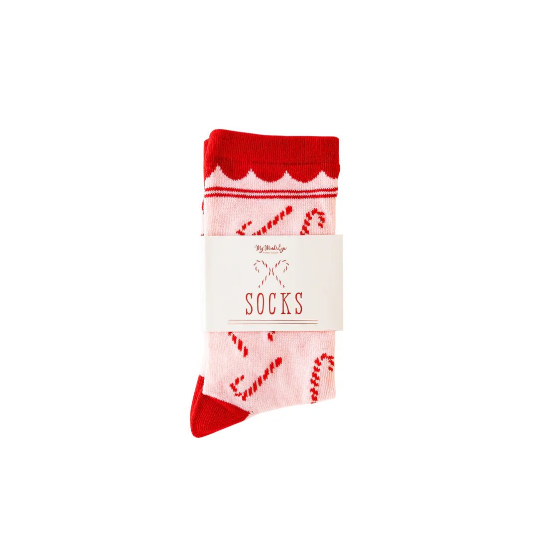 Whimsy Santa Candy Cane Socks - bubblegum market