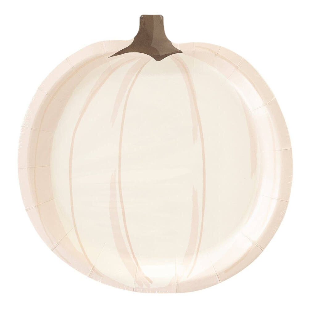 White Pumpkin - Shaped Paper Plates 9" - bubblegum market