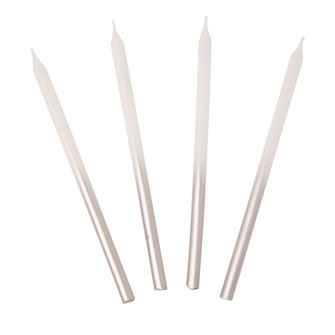 White & Silver Birthday Candles - bubblegum market