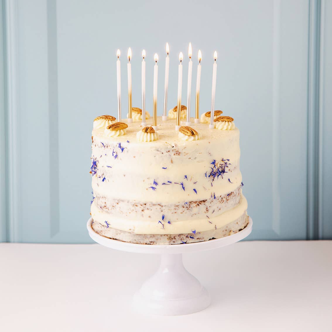 White & Silver Birthday Candles - bubblegum market