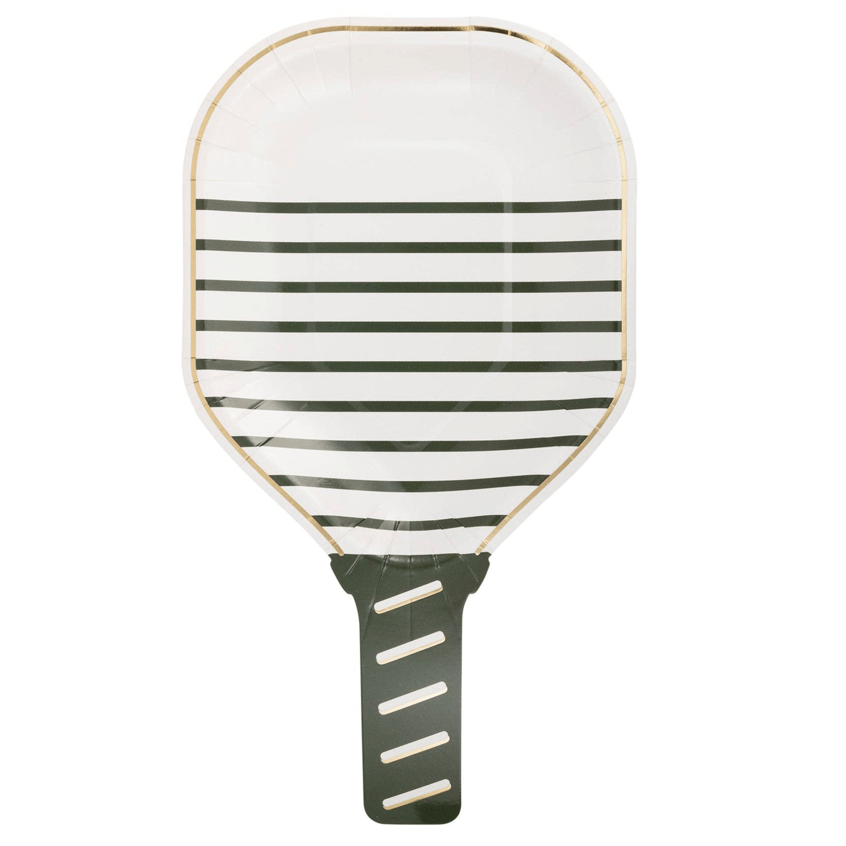 White - Striped Pickleball Paddle Paper Plates 10" - bubblegum market