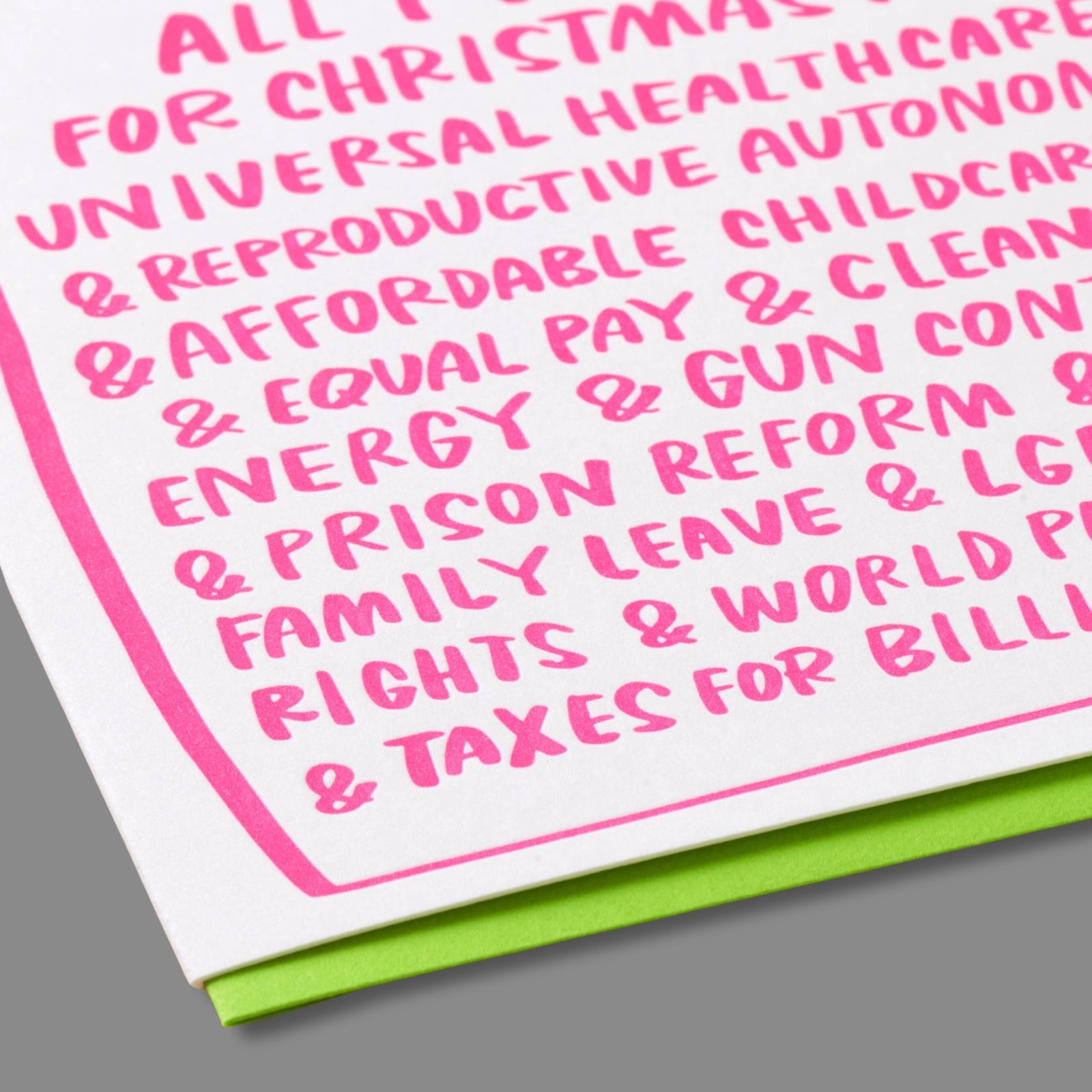 Woke Christmas Liberal Letterpress Greeting Card - bubblegum market