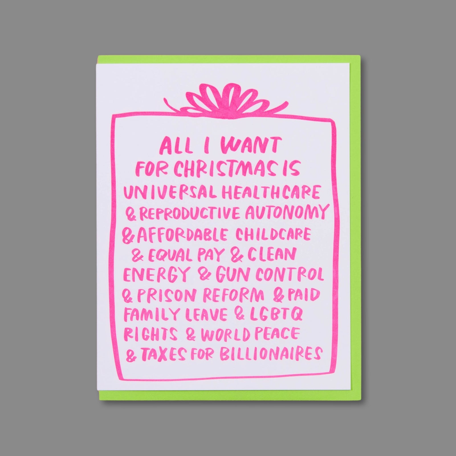 Woke Christmas Liberal Letterpress Greeting Card - bubblegum market