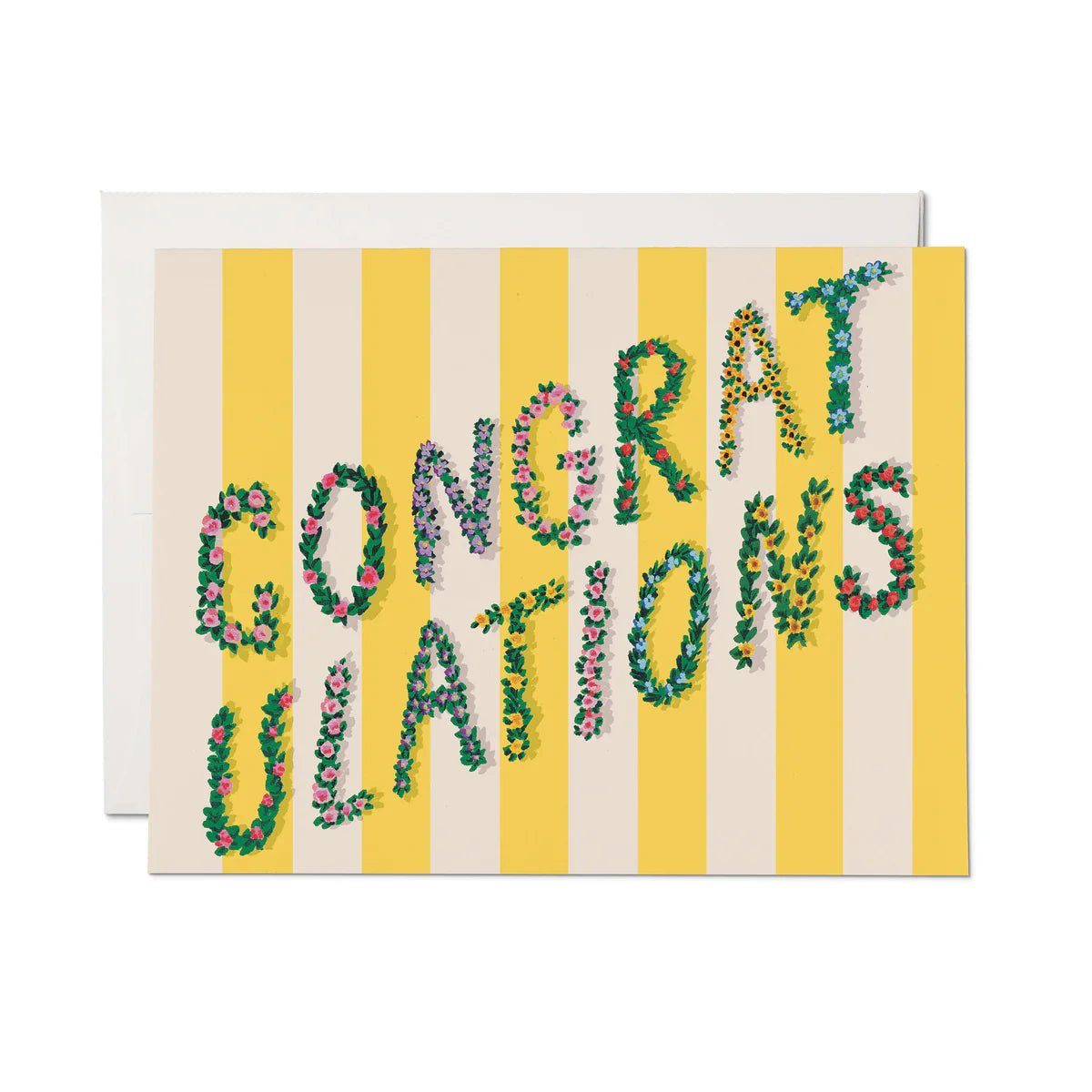Yellow Stripes Congrats Greeting Card - bubblegum market