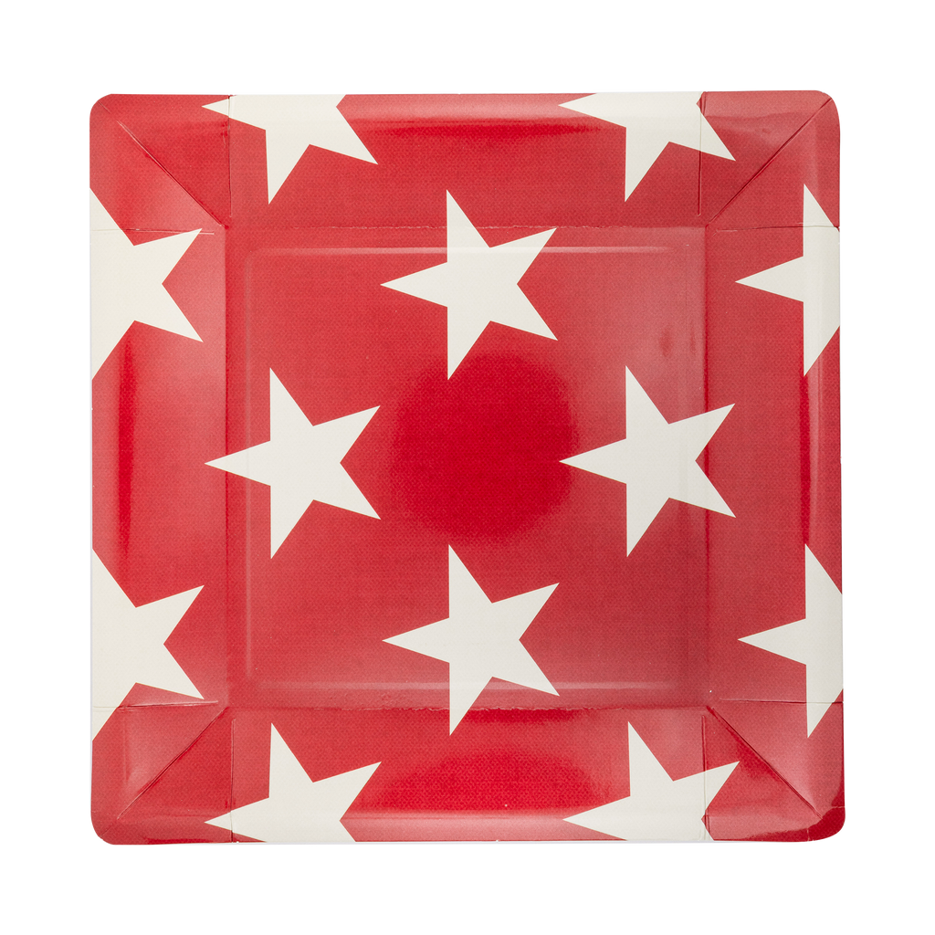 Hamptons Red Star Square Paper Plates 10"
