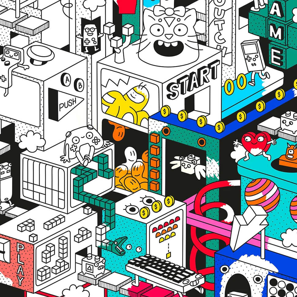 3D Giant Arcade Coloring Poster - bubblegum market