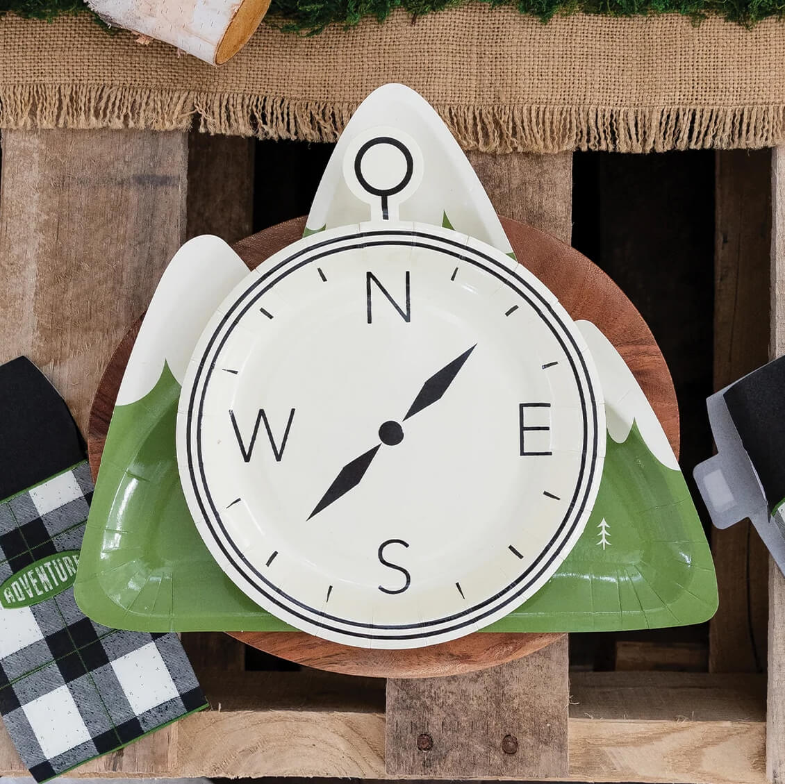 Adventure Party Compass Shaped Plates 8" - bubblegum market